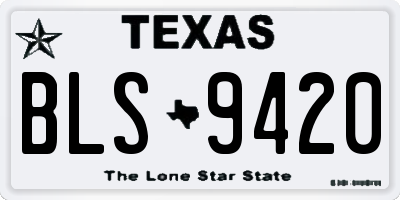 TX license plate BLS9420