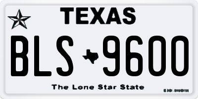TX license plate BLS9600
