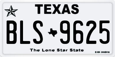 TX license plate BLS9625