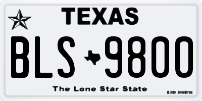 TX license plate BLS9800