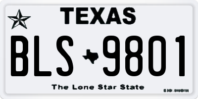 TX license plate BLS9801
