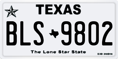 TX license plate BLS9802