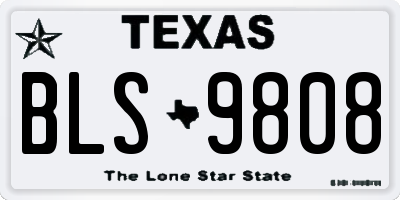 TX license plate BLS9808