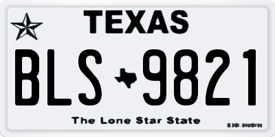TX license plate BLS9821