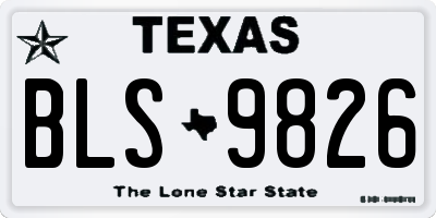 TX license plate BLS9826