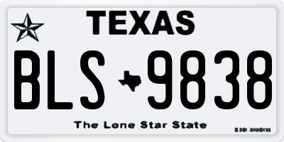 TX license plate BLS9838