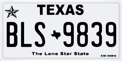 TX license plate BLS9839