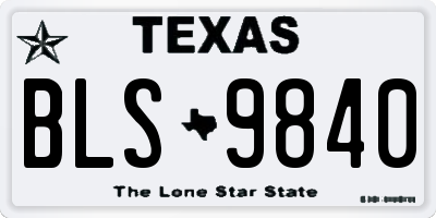 TX license plate BLS9840