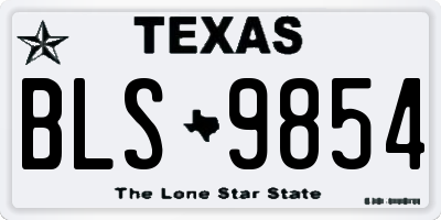 TX license plate BLS9854