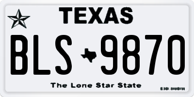 TX license plate BLS9870