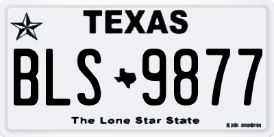 TX license plate BLS9877