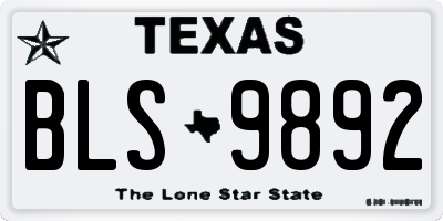TX license plate BLS9892