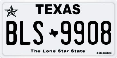 TX license plate BLS9908