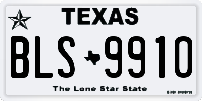 TX license plate BLS9910