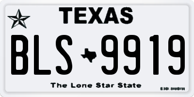 TX license plate BLS9919