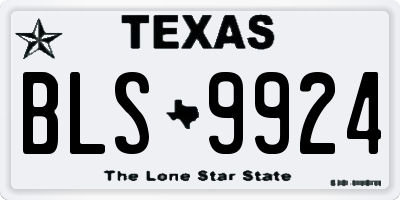 TX license plate BLS9924