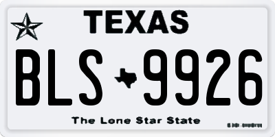 TX license plate BLS9926