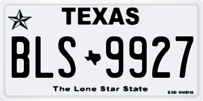 TX license plate BLS9927