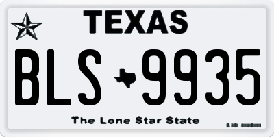 TX license plate BLS9935