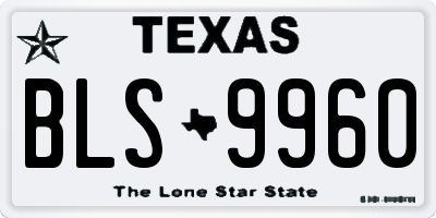 TX license plate BLS9960