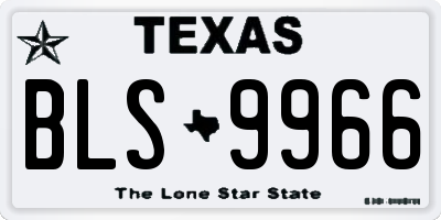 TX license plate BLS9966