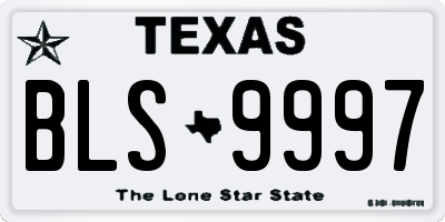 TX license plate BLS9997