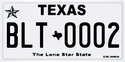 TX license plate BLT0002