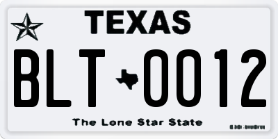 TX license plate BLT0012