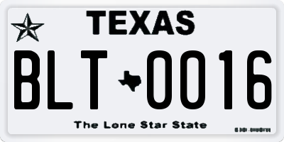 TX license plate BLT0016