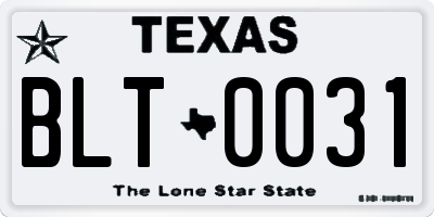 TX license plate BLT0031