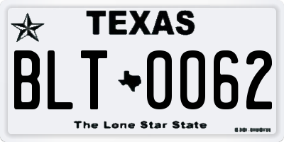 TX license plate BLT0062