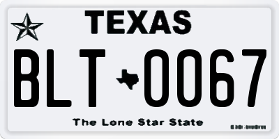 TX license plate BLT0067