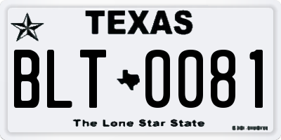 TX license plate BLT0081