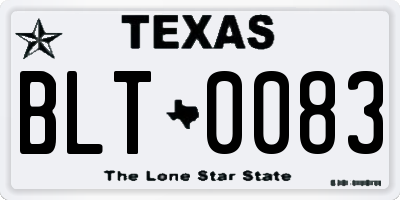 TX license plate BLT0083