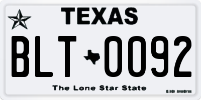 TX license plate BLT0092