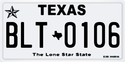 TX license plate BLT0106