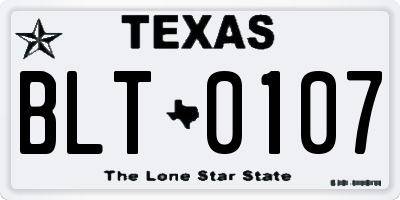 TX license plate BLT0107