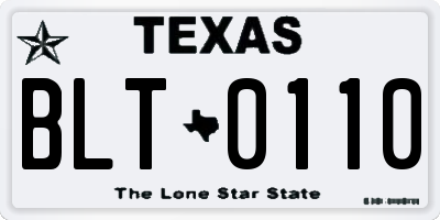 TX license plate BLT0110
