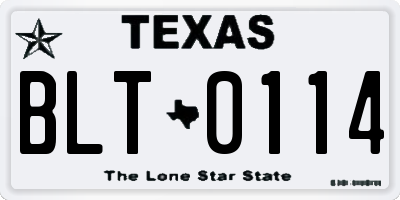 TX license plate BLT0114