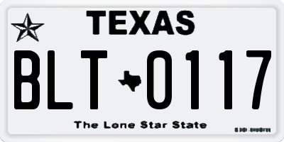 TX license plate BLT0117