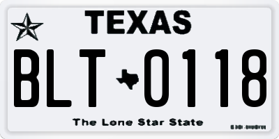 TX license plate BLT0118