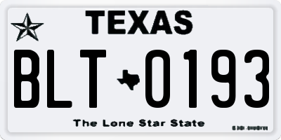 TX license plate BLT0193