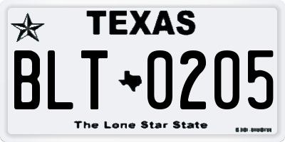 TX license plate BLT0205