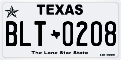 TX license plate BLT0208