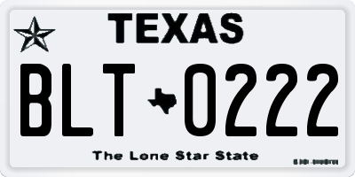 TX license plate BLT0222