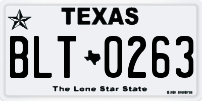 TX license plate BLT0263