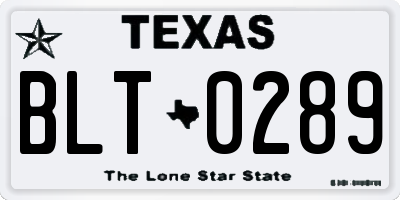 TX license plate BLT0289