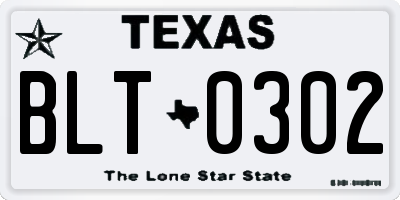 TX license plate BLT0302