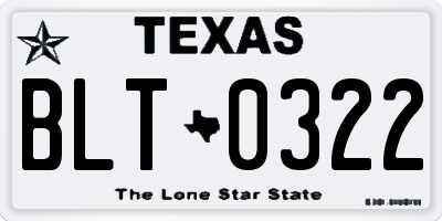 TX license plate BLT0322