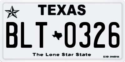 TX license plate BLT0326
